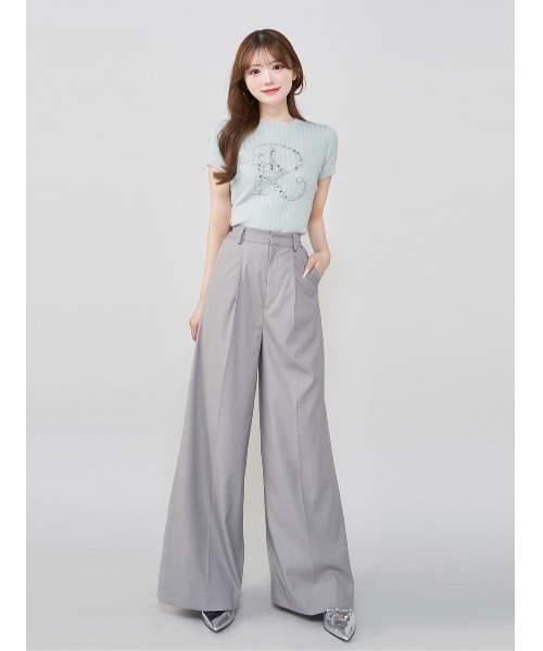 Darich(ダーリッチ)の「DRビジューリブニットトップス(ニット/セーター・レディース・グレー/ブラック/サックスブルー/ミント/イエロー/ピンク/ホワイト・FREE)」の11枚目の写真