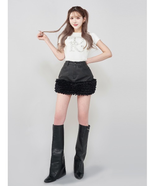 Darich(ダーリッチ)の「DRビジューリブニットトップス(ニット/セーター・レディース・グレー/ブラック/サックスブルー/ミント/イエロー/ピンク/ホワイト・FREE)」の13枚目の写真