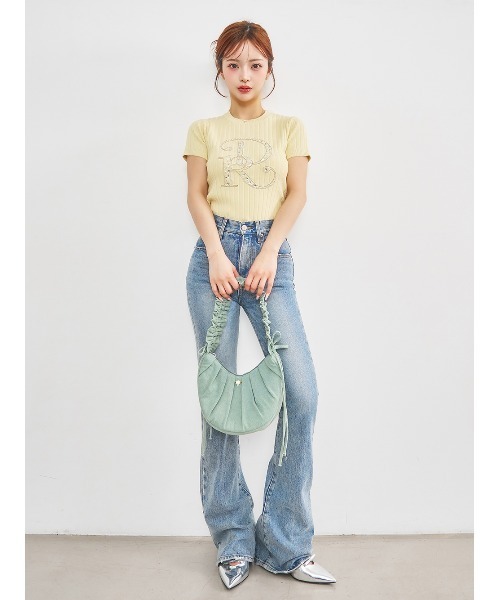 Darich(ダーリッチ)の「DRビジューリブニットトップス(ニット/セーター・レディース・グレー/ブラック/サックスブルー/ミント/イエロー/ピンク/ホワイト・FREE)」の22枚目の写真