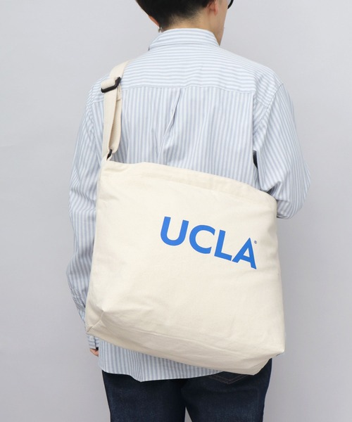 UCLA(ユーシーエルエー)の「UCLA キャンバスショルダーバッグ A4収納対応 ジョー 刺繍(ショルダーバッグ・メンズ・ブラック/オフホワイト・FREE)」の3枚目の写真