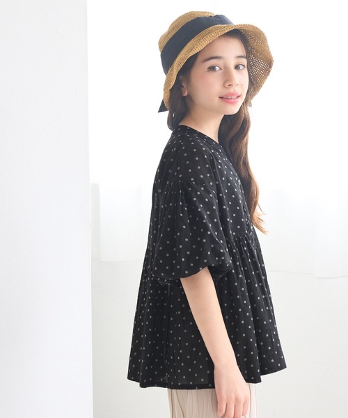 coca（coca）（コカ）の「キッズ 親子お揃い袖ボリュームティアードブラウス（シャツ/ブラウス・キッズ・ホワイト/ドット・150/140/130/120）」の11枚目の写真