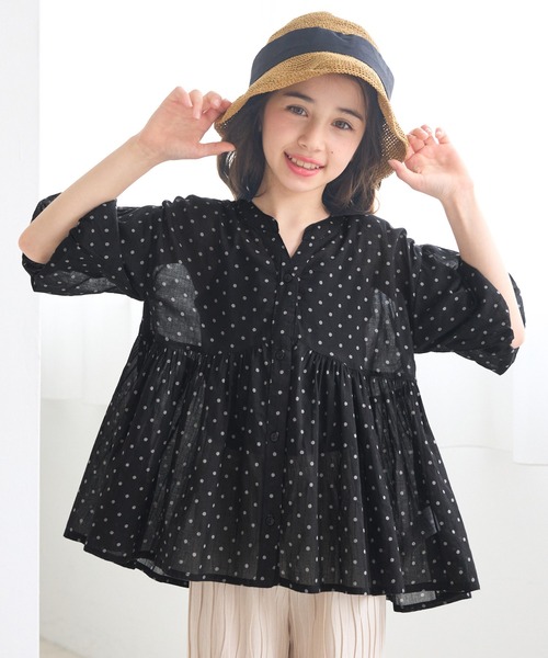 coca（coca）（コカ）の「キッズ 親子お揃い袖ボリュームティアードブラウス（シャツ/ブラウス・キッズ・ホワイト/ドット・150/140/130/120）」の14枚目の写真