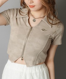 SPINNS(スピンズ)の「大人気デザインが半袖になって再登場!半袖ジップカーディガン/ムラ染め風(Tシャツ/カットソー・レディース)」