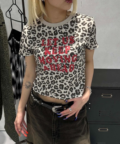 sedacle girl(セダクルガール)の「ラインストーン付きピチT(Tシャツ/カットソー・レディース・ピンク/レッド/オフホワイト/ブルー/ブラック/カモフラージュ/ドット/レオパード・SMALL/MEDIUM)」の7枚目の写真