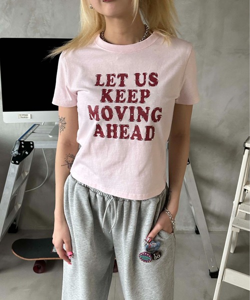 sedacle girl(セダクルガール)の「ラインストーン付きピチT(Tシャツ/カットソー・レディース・ピンク/レッド/オフホワイト/ブルー/ブラック/カモフラージュ/ドット/レオパード・SMALL/MEDIUM)」の5枚目の写真