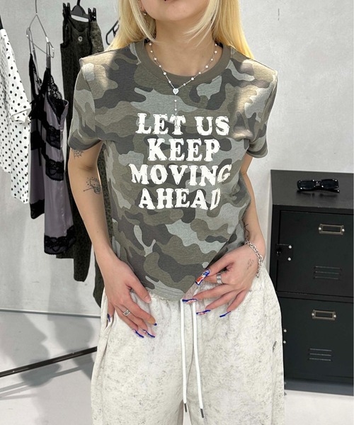 sedacle girl(セダクルガール)の「ラインストーン付きピチT(Tシャツ/カットソー・レディース・ピンク/レッド/オフホワイト/ブルー/ブラック/カモフラージュ/ドット/レオパード・SMALL/MEDIUM)」の1枚目の写真