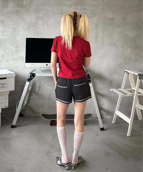 sedacle girl(セダクルガール)の「ラインストーン付きピチT(Tシャツ/カットソー・レディース・ピンク/レッド/オフホワイト/ブルー/ブラック/カモフラージュ/ドット/レオパード・SMALL/MEDIUM)」の22枚目の写真