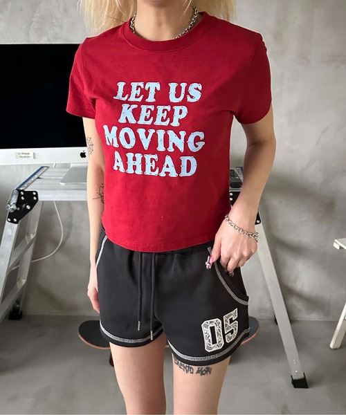 sedacle girl(セダクルガール)の「ラインストーン付きピチT(Tシャツ/カットソー・レディース・ピンク/レッド/オフホワイト/ブルー/ブラック/カモフラージュ/ドット/レオパード・SMALL/MEDIUM)」の15枚目の写真