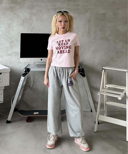 sedacle girl(セダクルガール)の「ラインストーン付きピチT(Tシャツ/カットソー・レディース・ピンク/レッド/オフホワイト/ブルー/ブラック/カモフラージュ/ドット/レオパード・SMALL/MEDIUM)」の13枚目の写真