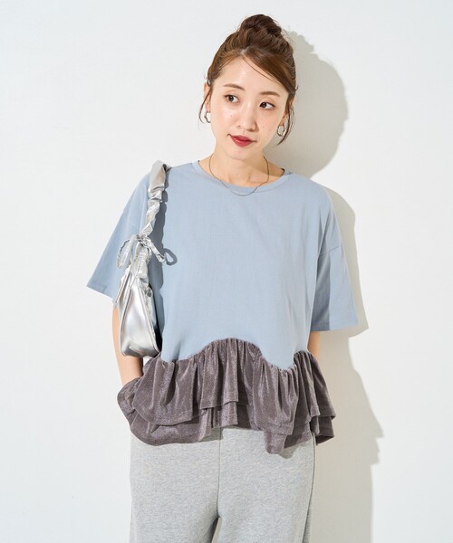 セール】限定展開 裾シアーフロッキーフリル切り替えトップス（T