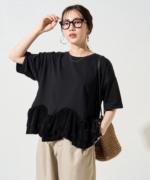 セール】限定展開 裾シアーフロッキーフリル切り替えトップス（T