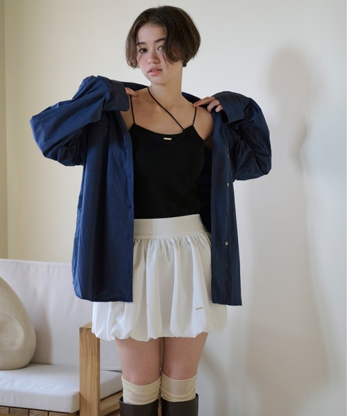 loin nuit（ロワンニュイ）の「asymmetry design camisole / アシンメトリーデザインキャミソール（キャミソール・レディース・ブラック/アイボリー/ピンク・FREE）」の2枚目の写真