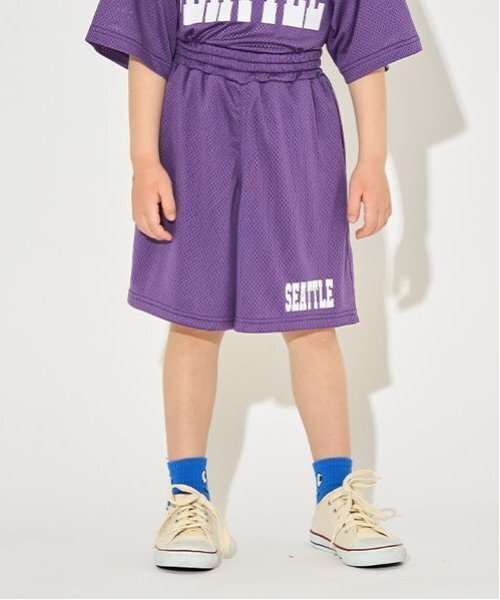 b・ROOM（ビールーム）の「【セットアップ可能】メッシュハーフパンツ【子供服】【キッズ】【男の子】【女の子】（その他パンツ・キッズ・ネイビー/グリーン系その他/パープル/シルバーグレー・150cm/130cm/140cm/120cm/110cm/100cm）」の4枚目の写真