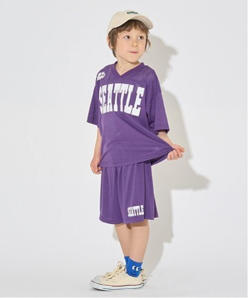 b・ROOM（ビールーム）の「【セットアップ可能】メッシュハーフパンツ【子供服】【キッズ】【男の子】【女の子】（その他パンツ・キッズ・ネイビー/グリーン系その他/パープル/シルバーグレー・150cm/130cm/140cm/120cm/110cm/100cm）」の22枚目の写真