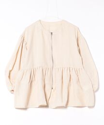 e-zakkamania stores（イーザッカマニアストアーズ）の「バルーンスリーブ ペプラムジャケット（ノーカラージャケット）」