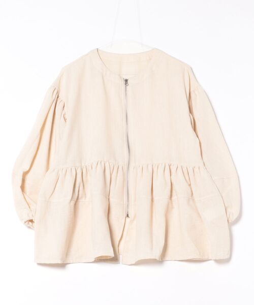 セール】バルーンスリーブ ペプラムジャケット（ノーカラージャケット