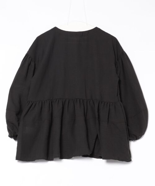 バルーンスリーブ ペプラムジャケット（ノーカラージャケット）｜e