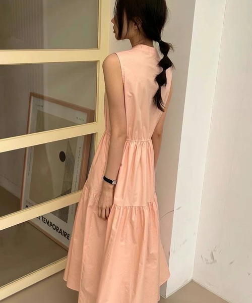 LAFFMO（ラフモ）の「バンドカラーノースリーブワンピース（ワンピース・レディース・オレンジ/ピンク/ブラック/ブルー・F）」の14枚目の写真