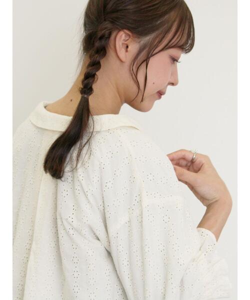 Samansa Mos2(サマンサ モスモス)の「オーバーレースちび襟ジャケット(ノーカラージャケット・レディース・グリーン/オフホワイト/チャコールグレー・F)」の6枚目の写真