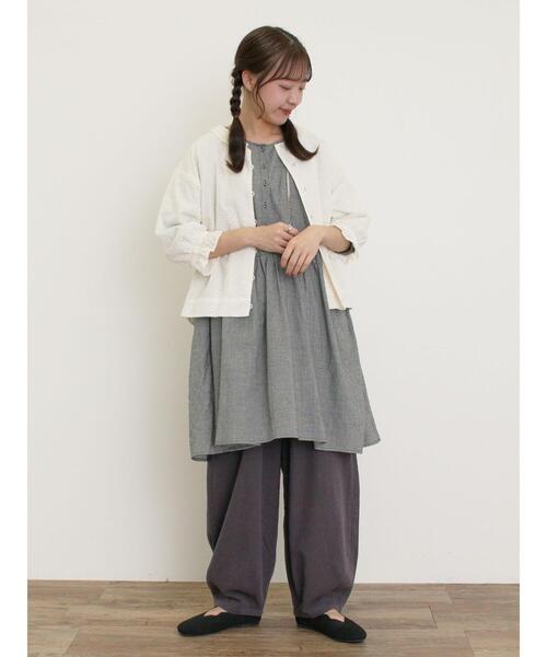 Samansa Mos2(サマンサ モスモス)の「オーバーレースちび襟ジャケット(ノーカラージャケット・レディース・グリーン/オフホワイト/チャコールグレー・F)」の10枚目の写真