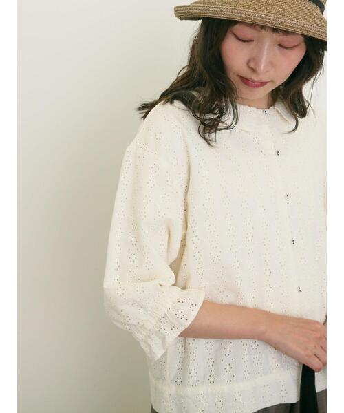 Samansa Mos2(サマンサ モスモス)の「オーバーレースちび襟ジャケット(ノーカラージャケット・レディース・グリーン/オフホワイト/チャコールグレー・F)」の13枚目の写真