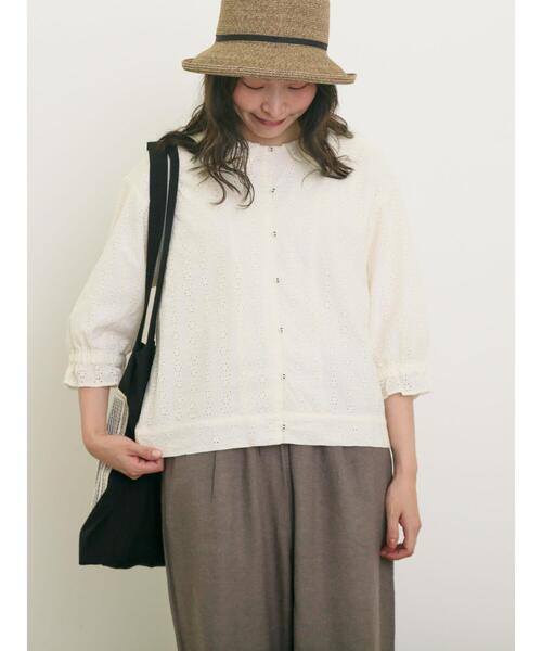 Samansa Mos2(サマンサ モスモス)の「オーバーレースちび襟ジャケット(ノーカラージャケット・レディース・グリーン/オフホワイト/チャコールグレー・F)」の15枚目の写真