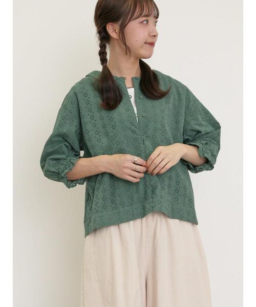 Samansa Mos2(サマンサ モスモス)の「オーバーレースちび襟ジャケット(ノーカラージャケット・レディース・グリーン/オフホワイト/チャコールグレー・F)」の21枚目の写真