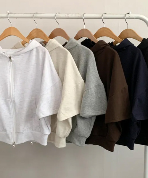 セール】夏 着回し力バツグン！ショート丈 ダブルジップパーカー