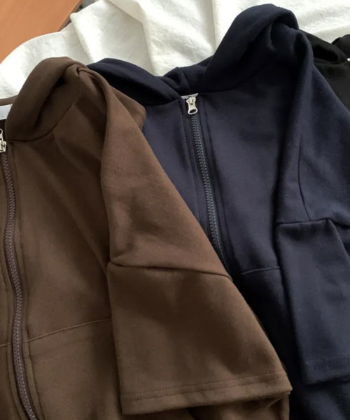 セール】夏 着回し力バツグン！ショート丈 ダブルジップパーカー