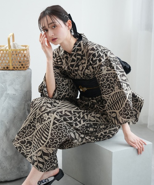 ❪7743❫ ◌ 浴衣 ◌ XL 選べる浴衣3点セット ニコアンティークオリジナル 国内染色（浴衣
