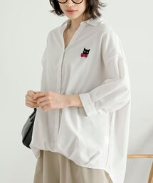 rps | キャットリボン刺繍裾タック７分袖ブラウス(シャツ/ブラウス)