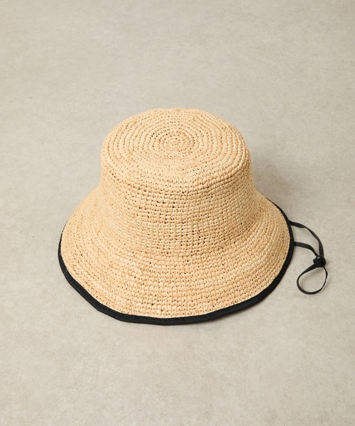 PAPILLONNER（パピヨネ）の「M_ラフィアドロストバケット/WEB限定（ハット・レディース・ブラック/ベージュ・FREE）」の3枚目の写真