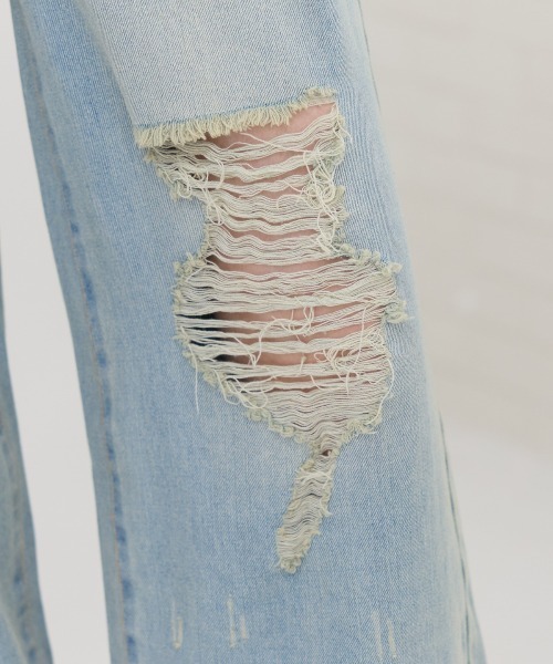 REDYAZEL（レディアゼル）の「ハードダメージデニムパンツ（デニムパンツ・レディース・サックスブルー/ブラック・MEDIUM/SMALL）」の10枚目の写真