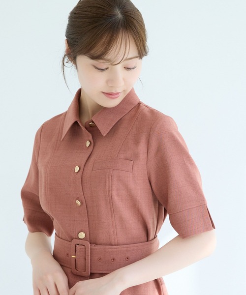 Andemiu（アンデミュウ）の「キンボタンIラインワンピース494095（ワンピース・レディース・ブラウン/テラコッタ/ナチュラル/ネイビー・FREE）」の18枚目の写真