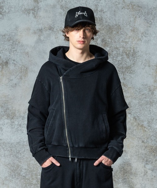glamb（グラム）の「Distorted Riders Hoodie / ディストーテッドライダースフーディ（パーカー・メンズ・グレー/ブラック・S/M/L）」の6枚目の写真