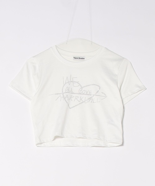 WEGO(ウィゴー)の「WEGO/ラインストーンコンパクトトップス/Tシャツ(Tシャツ/カットソー・レディース・ブラック/ホワイト・MEDIUM/SMALL)」の14枚目の写真