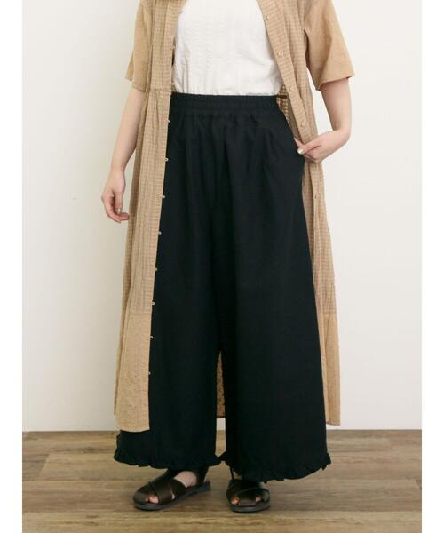 【マロン】タグ付　ツハルバイサマンサモスモス　リネン裾シフォンフリルパンツ TSUHARU by Samansa Mos2（ツハルバイサマンサモスモス）の