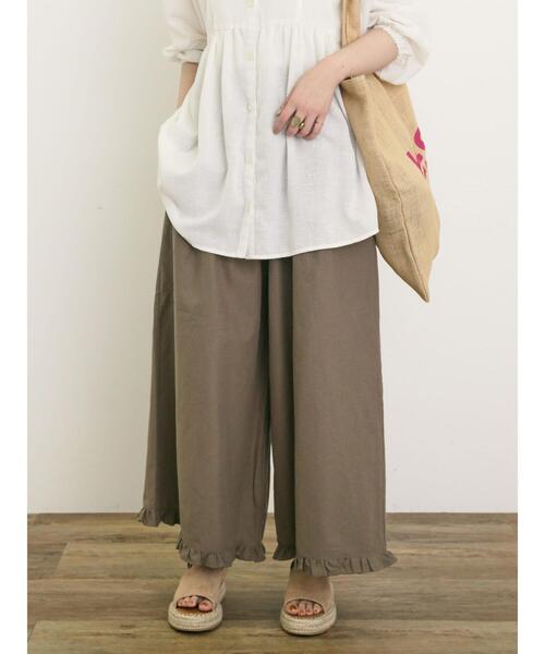Samansa Mos2(サマンサ モスモス)の「【M/Lサイズ】綿麻裾フリルパンツ(その他パンツ・レディース・モカ/ベージュ/ブラック・L/M)」の5枚目の写真