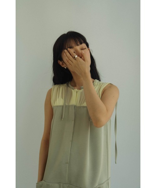 サロペット・オーバーオール・オールインワン Knuth Marf / lace up all in one / beige ennui sheer satin all in one（つなぎ/オールインワン）｜Knuth