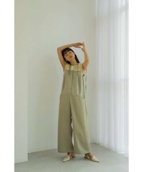 サロペット・オーバーオール・オールインワン Knuth Marf / lace up all in one / beige ennui sheer satin all in one（つなぎ/オールインワン）｜Knuth