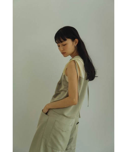 サロペット・オーバーオール・オールインワン Knuth Marf / lace up all in one / beige ennui sheer satin all in one（つなぎ/オールインワン）｜Knuth