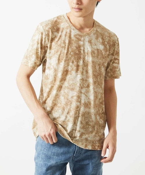 MK MICHEL KLEIN HOMME (エムケーミッシェルクランオム)の「【洗える】 ダスティーウォールTシャツ(Tシャツ/カットソー・メンズ・カーキ/ブラック/ベージュ・46/48/51)」の1枚目の写真