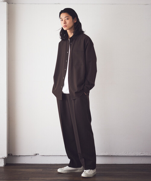 COMME CA ISM（コムサイズム）の「ウールライク リラックスワイド テーパードパンツ（スラックス・メンズ・ブラック/グレー/ネイビー/ブラウン・MEDIUM/LARGE）」の21枚目の写真