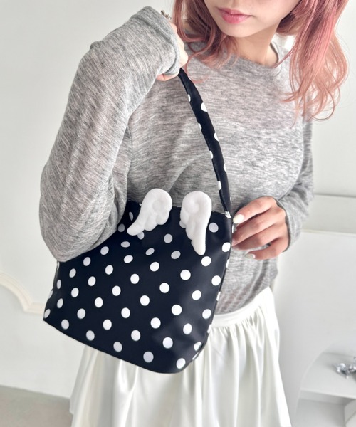 Loueme(ルエム)の「【500mlペットボトル対応】ドット柄ミニトートバッグ(ハンドバッグ・レディース・ホワイト/ブラック・FREE)」の10枚目の写真