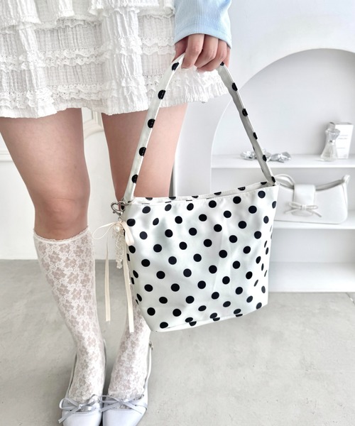 セール】【500mlペットボトル対応】ドット柄ミニトートバッグ