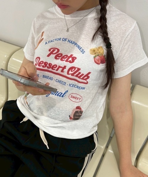 ipugo(イプゴ)の「ipugo/イプゴ スラブ生地スウィートTEE 秋物 秋服 2026年秋冬(Tシャツ/カットソー・レディース・グレー/ホワイト・FREE)」の12枚目の写真