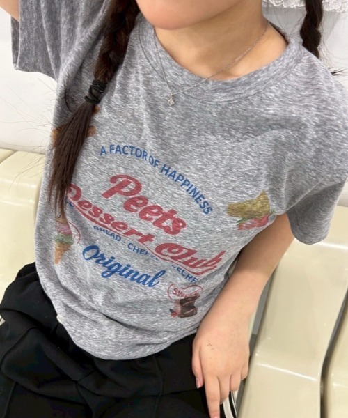 ipugo(イプゴ)の「ipugo/イプゴ スラブ生地スウィートTEE 秋物 秋服 2026年秋冬(Tシャツ/カットソー・レディース・グレー/ホワイト・FREE)」の7枚目の写真