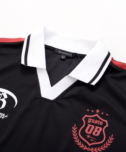 Revo.（レボ）の「オーバーサイズ サッカー ユニフォームデザイン ポロ襟 半袖Tシャツ ナンバリング ストライプ カモフラ ゲームシャツ（Tシャツ/カットソー・メンズ・ネイビー/ホワイト/レッド/レッド系その他/グリーン系カモフラージュ/グレー系カモフラージュ/ホワイト×ブルー/ブラック・M/L）」の11枚目の写真