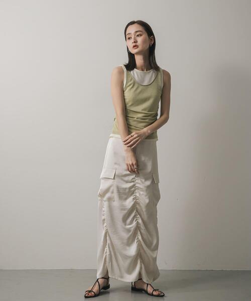 SENSE OF PLACE by URBAN RESEARCH（センスオブプレイスバイアーバンリサーチ）の「シアーレイヤードタンクトップ（タンクトップ・レディース・ベージュ/ライトブルー/ブラック・ONE）」の6枚目の写真