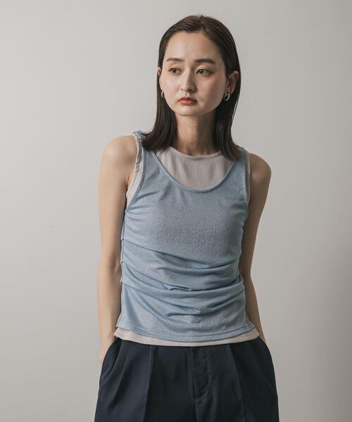 SENSE OF PLACE by URBAN RESEARCH（センスオブプレイスバイアーバンリサーチ）の「シアーレイヤードタンクトップ（タンクトップ・レディース・ベージュ/ライトブルー/ブラック・ONE）」の11枚目の写真